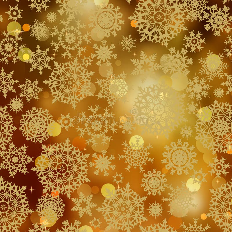 Light gold snowflakes and glitter sparkles. EPS 8