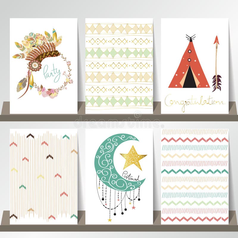 Light green gold pink card template in boho style on summer royalty free illustration Light green gold pink card template in boho style on summer royalty free illustration