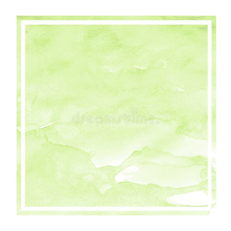 Light Green Hand Drawn Watercolor Rectangular Frame ...