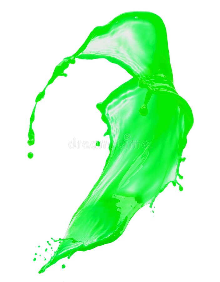 Light Green Paint Splash Isolated on a White Background Stock Photo
