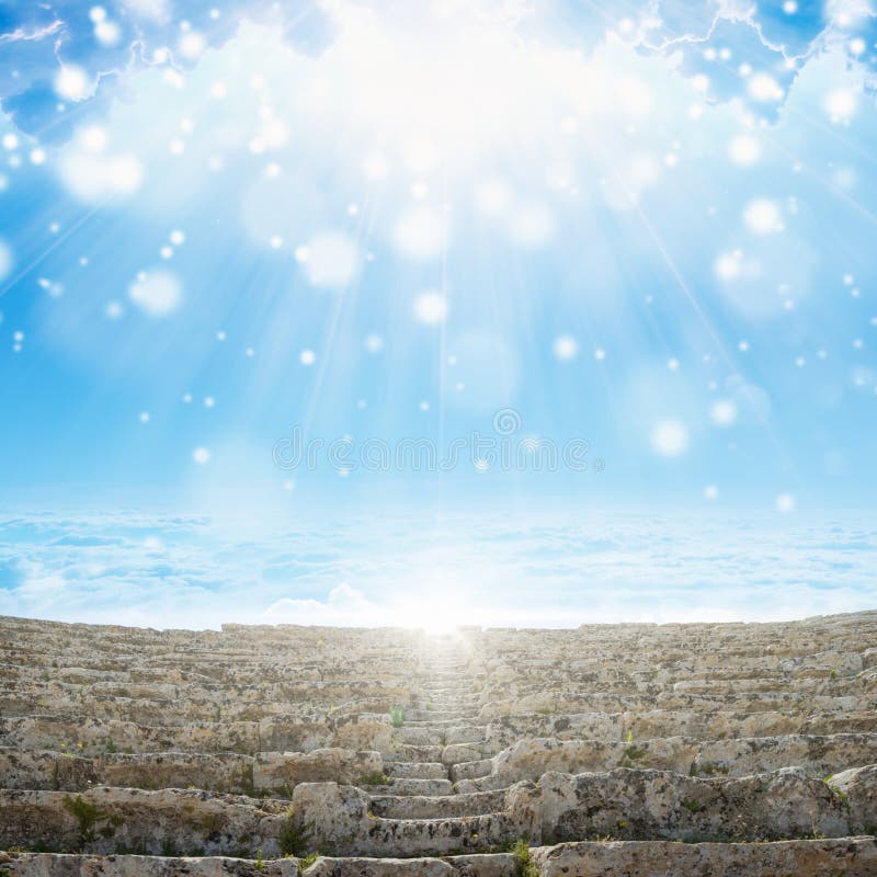 Beautiful religious background - stairs to heaven, bright light