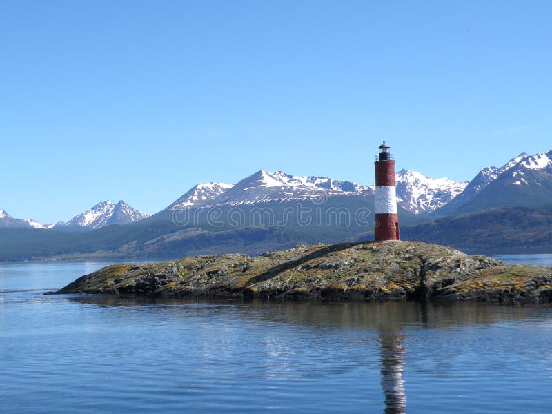 Light house and mountains at Usuahia Argentina