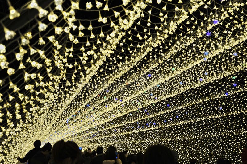 Light Illumination Tunnel show in Japan. royalty free stock image Light Illumination Tunnel show in Japan. royalty free stock image