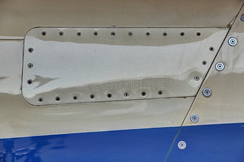 Light Jet Airplane Body Panel with Plenty of Screws Stock Image Image