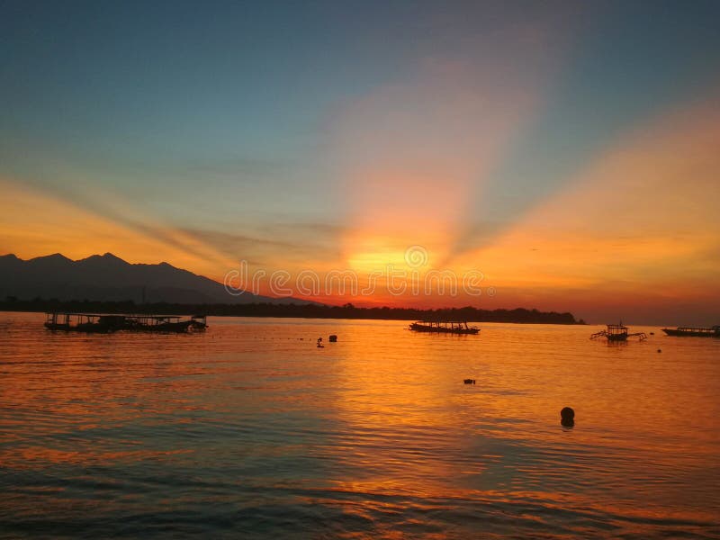 Orange Sunset View Gorgeous Panorama Scenic With Cloud Sky Of Tropical