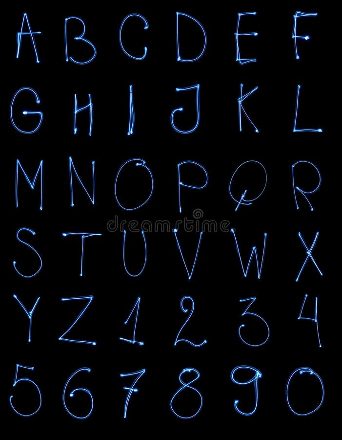 Light painted alphabet and numbers. Painted curve stock images, royalty-free photos and pictures