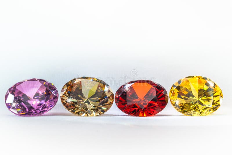colorful gems on white background stock photography