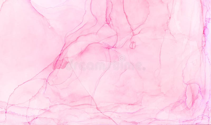 Light pink alcohol ink abstract background. Smudged soft flow liquid effect watercolor paint splash texture illustration