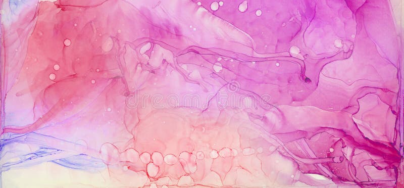 Light pink alcohol ink abstract background. Smudged soft flow liquid watercolor paint splash texture effect illustration for cards stock illustration