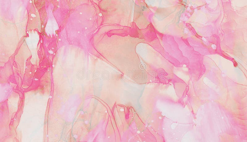 Light pink alcohol ink abstract background. Smudged soft flow liquid watercolor paint splash texture effect illustration for cards royalty free illustration
