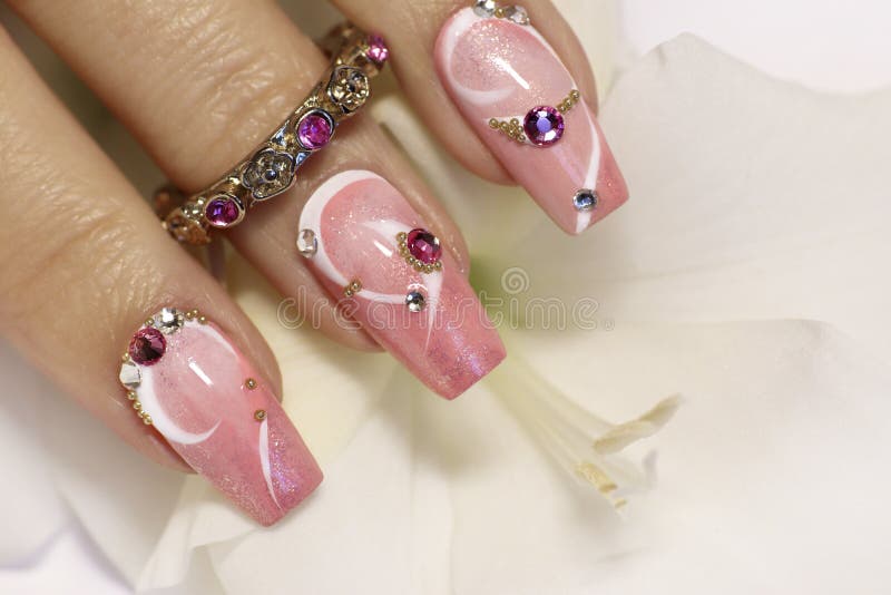 6. Glitter Light Pink Summer Nail Design - wide 5