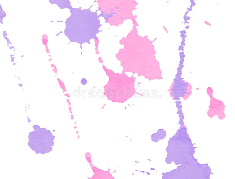 Light Pink and Purple Watercolor Splashes and Blots on White Background ...