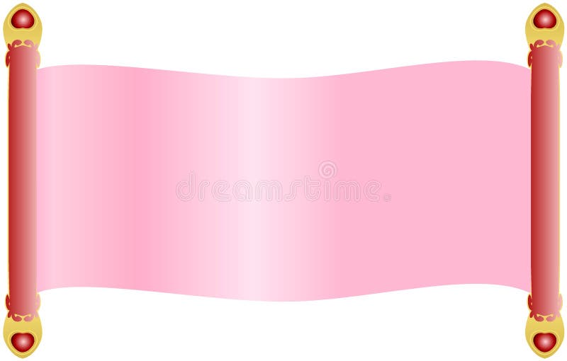 Light Pink Scroll Paper with Red Dowels Handles Decorated with Golden