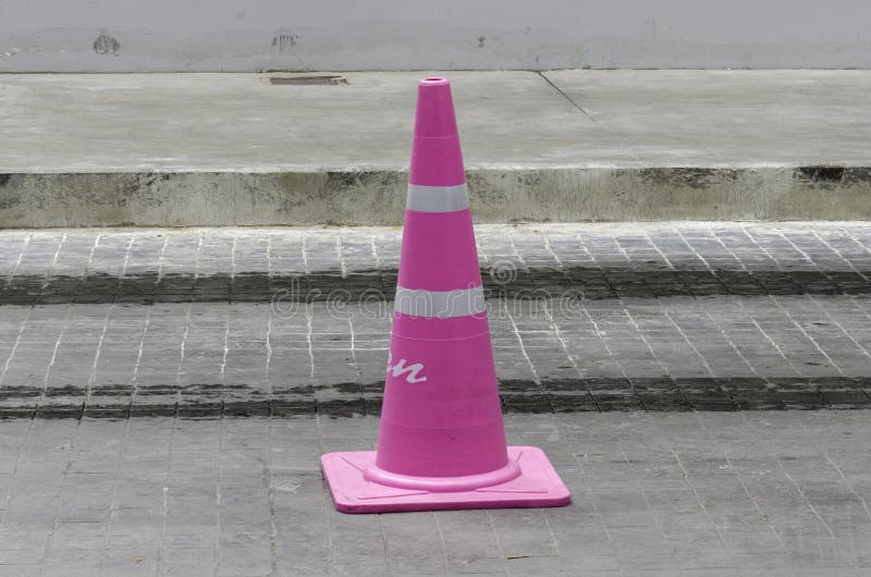 Light Pink Traffic Cone in the Road Stock Image Image of roadway