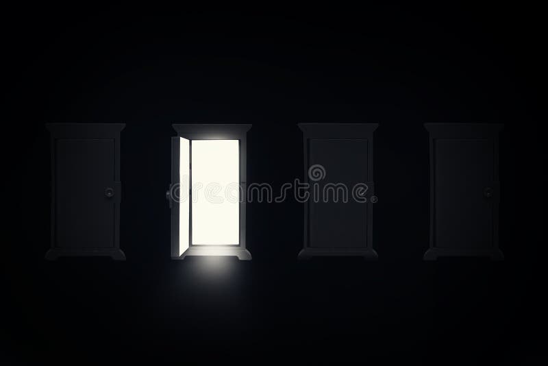 Light Shining through Opened Door in Dark Room. Stock Image Image of
