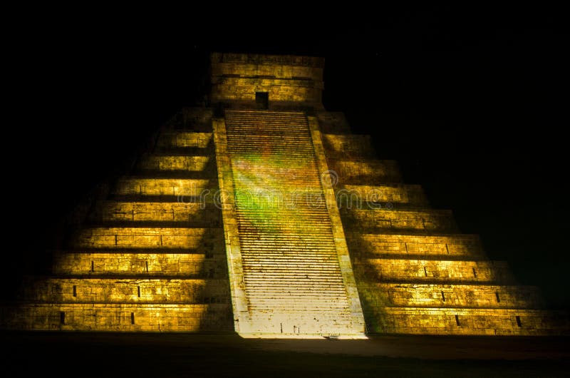 Light show on mayan pyramid in Chichen Itza. Mexico, stock photo Light show on mayan pyramid in Chichen Itza. Mexico, stock photo