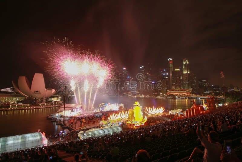 Light Show at Night on Marina Bay Editorial Photography Image of