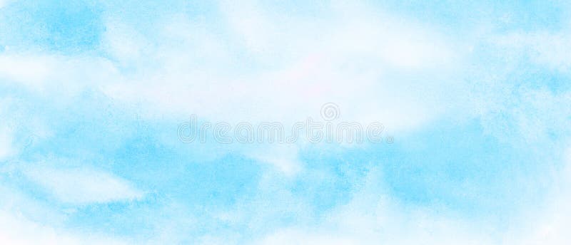 Light sky blue color watercolor background. Aquarelle painted paper textured canvas for vintage design, invitation ca