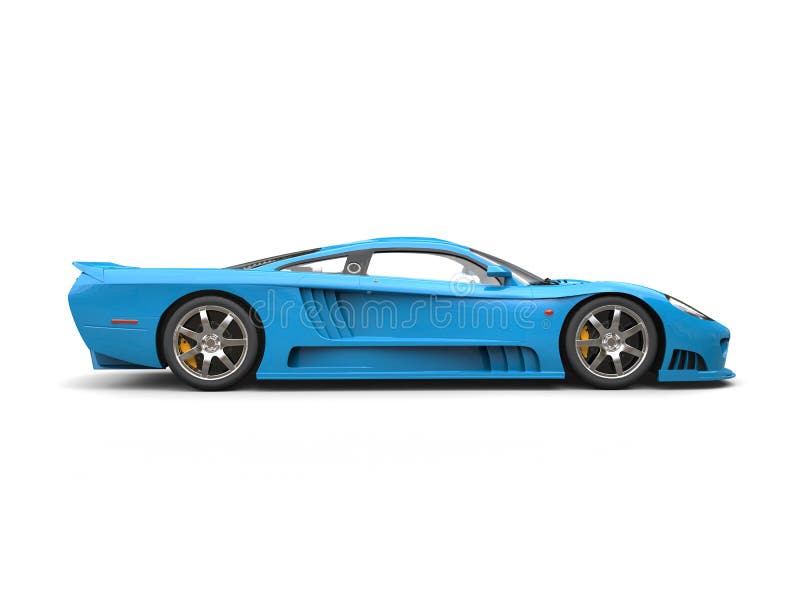 Light sky blue modern super race car - side view royalty free stock photo