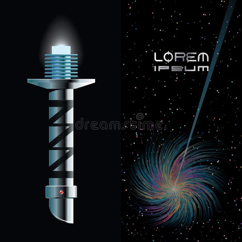 Light sword futuristic design. Cosmic saber toy. Isolated on black background. Vector illustration