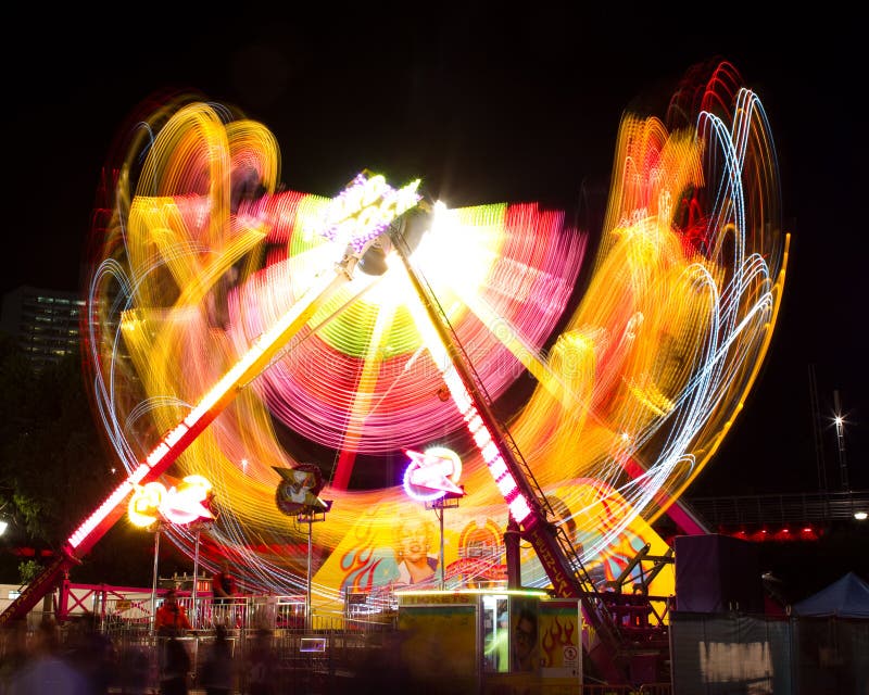 Light Trail Blur of Amusement Park Stock Photo - Image of family ...