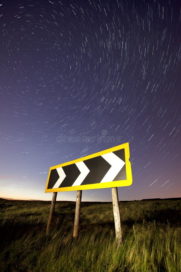 Light trails on a rural road, cat and fiddle