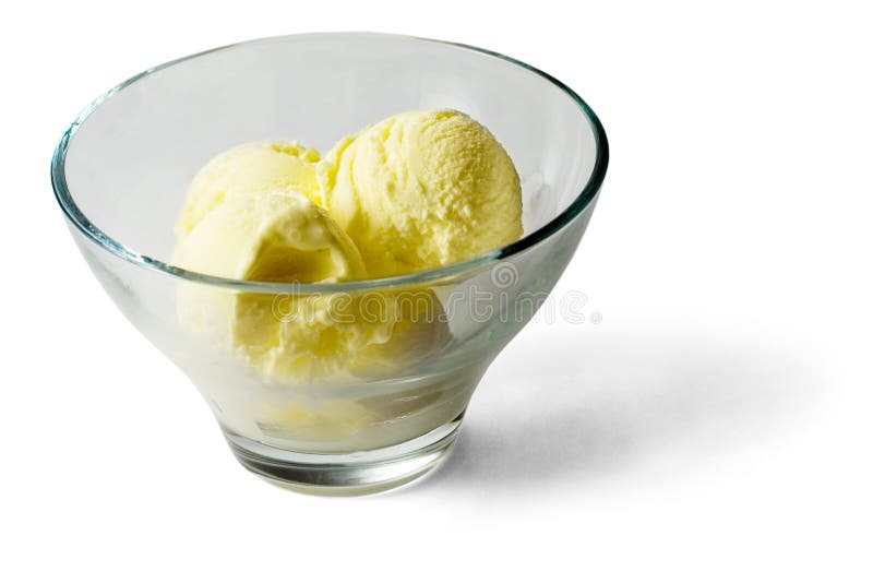 Light yellow Ice-cream balls in transparent glass