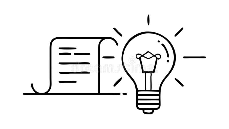 Lightbulb with Document and Pen for Written Ideas, vector design Generative AI stock illustration