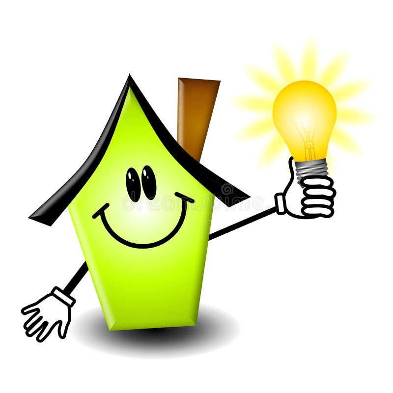 Lightbulb för tecknad filmenergiutgångspunkt stock illustrationer