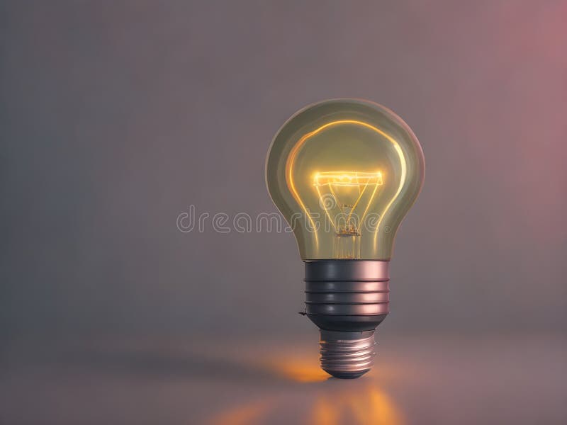 A lightbulb glowing with copy space background for creative thinking, problem solving solution, brainstorming, innovating concept stock illustration