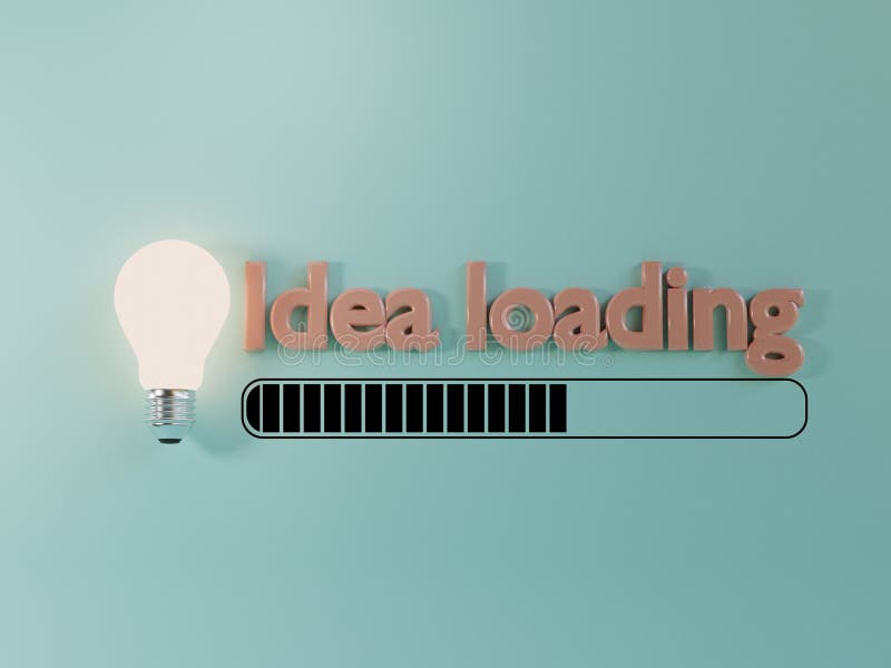 Lightbulb glowing with loading on blue background for creative thinking and problem solving solution concept by 3d render stock illustration