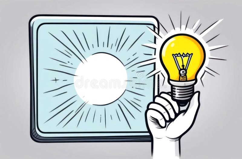 A lightbulb in hand sparks a moment of insight, illuminating creativity and innovation royalty free illustration