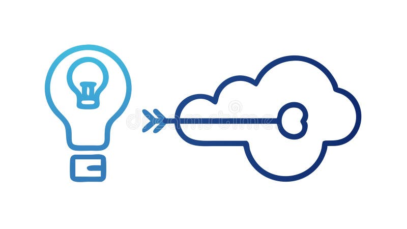 Lightbulb Key Solution Icon, Unlocking Ideas Insight, vector design Generative AI stock illustration