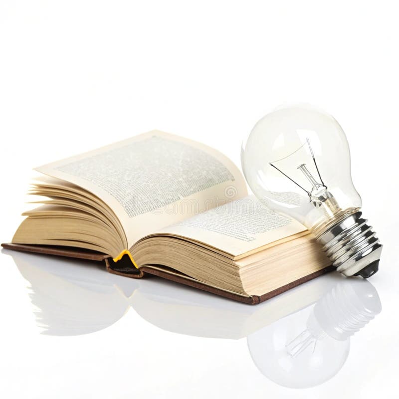 Lightbulb with Open Book isolated on white background royalty free illustration