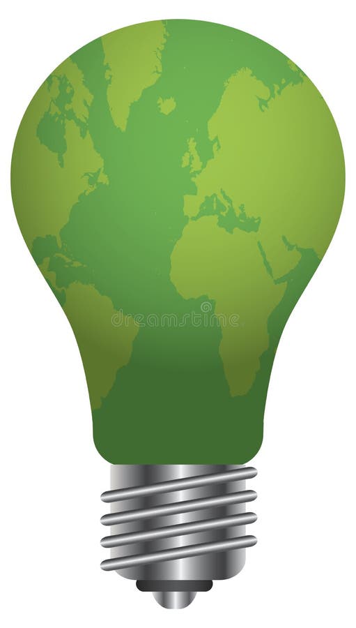 Lightbulb with World Map Illustration vector illustration