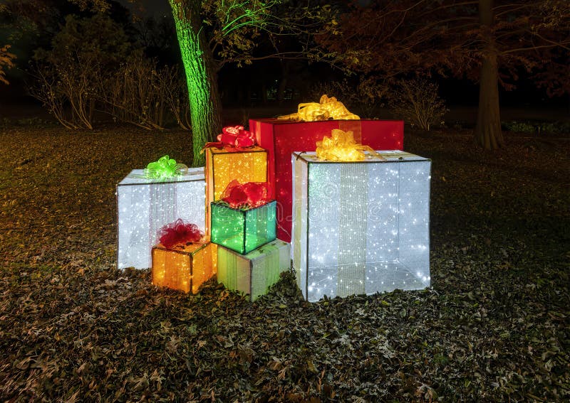Lighted Christmas Gifts in the Christmas Grove of Lightscape at the