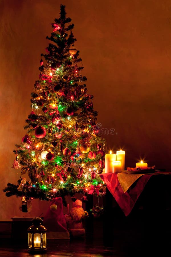 Christmas Tree stock image. Image of blue, dwelling, decorated - 406997