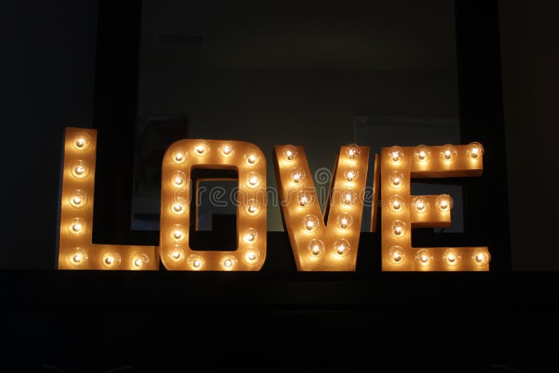 Lighted Love Sign stock photo. Image of string, globe 49512486