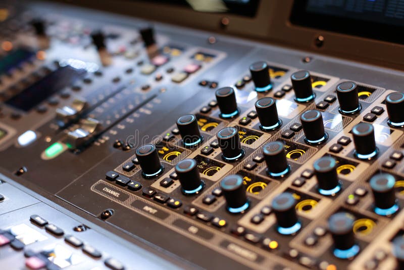 Lighted switchers of the Hi-End stage controller stock photos