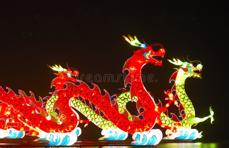 Lightful dragons in Lantern Festival celebratin