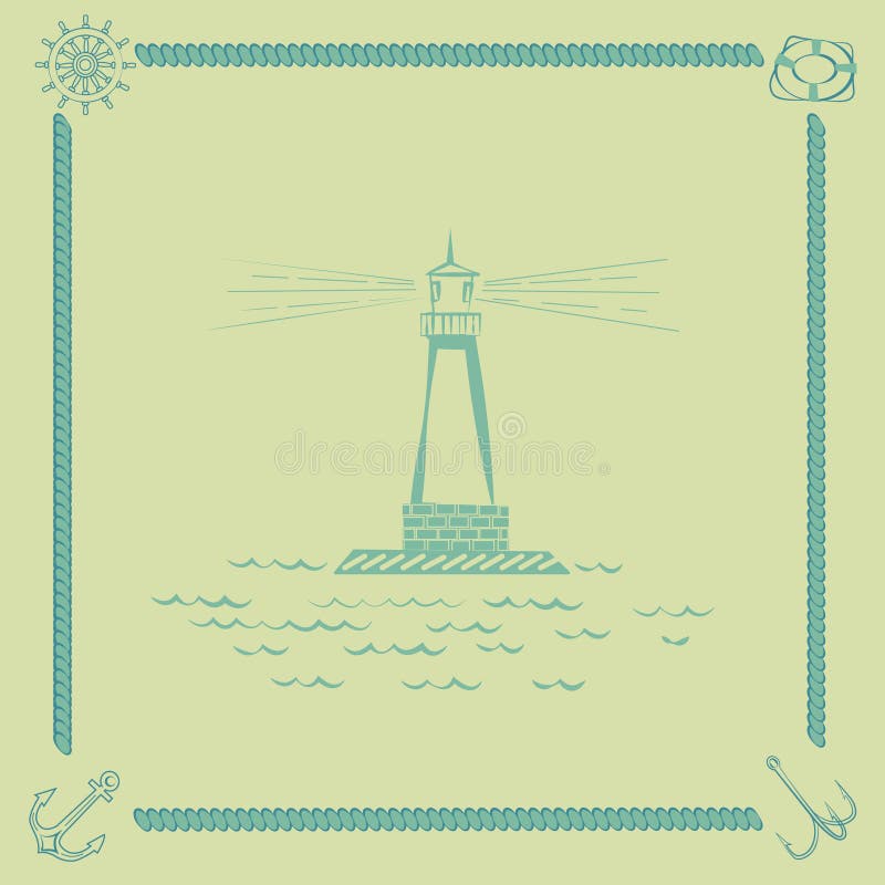 Old lighthouse in frame stock vector. Illustration of frame 41330498