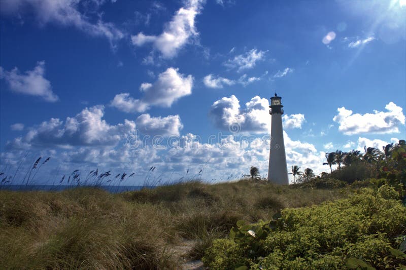 Lighthouse on the beach royalty free stock photo