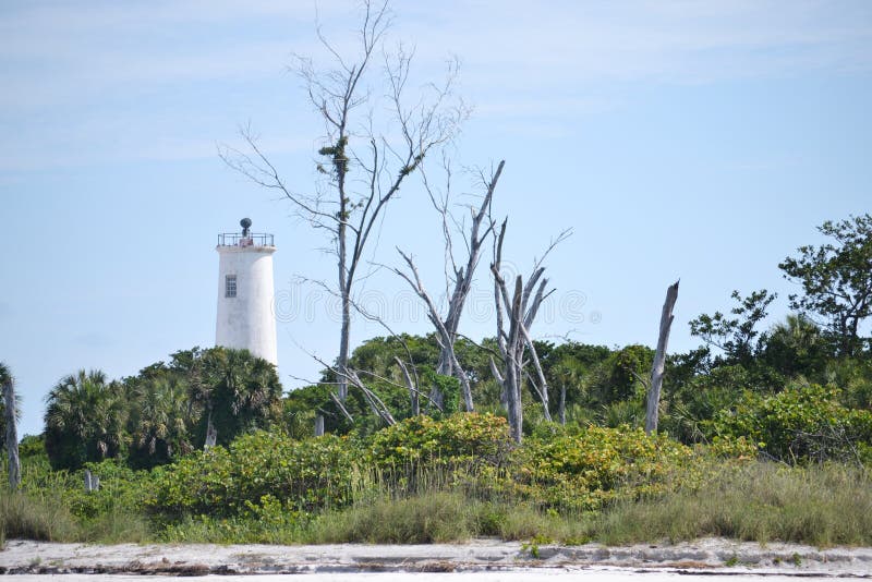 The Egmont Key Lighthouse in Tampa Bay, Florida Stock Photo Image of