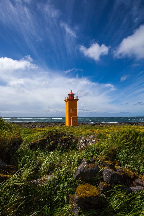 Lighthouse in Iceland stock photo
