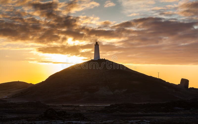 Lighthouse in Iceland stock photography