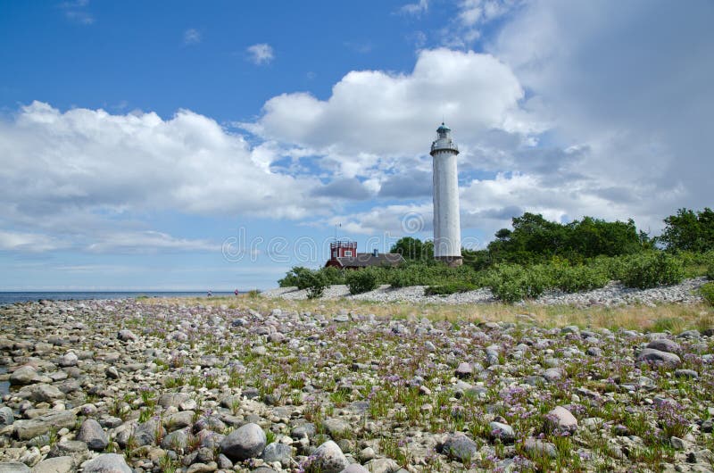 Lighthouse from low angle stock image