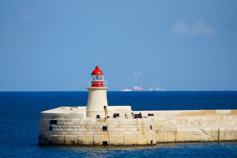 Lighthouse on Malta, Mediterranean Sea Stock Photo Image of serene