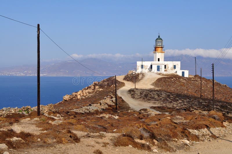Lighthouse on Mykonos island in Greece