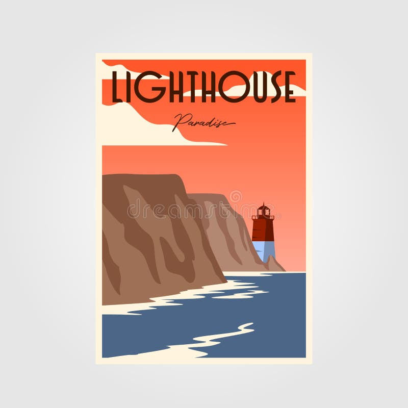 Lighthouse poster vintage minimalist illustration design vector illustration