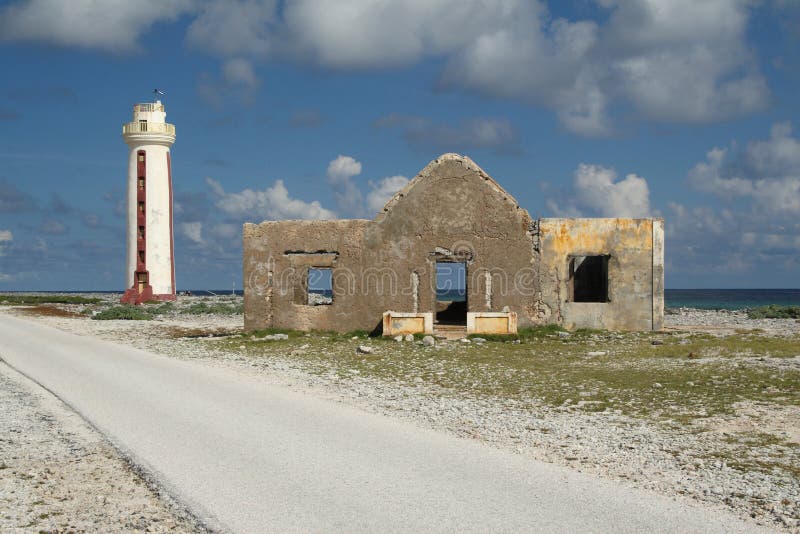 Historic Lacre Point Lighthouse and Ruins of Old Lightkeeper’s House - Willems Toren, Bonaire, Netherlands Antilles. Willems stock images, royalty-free photos and pictures